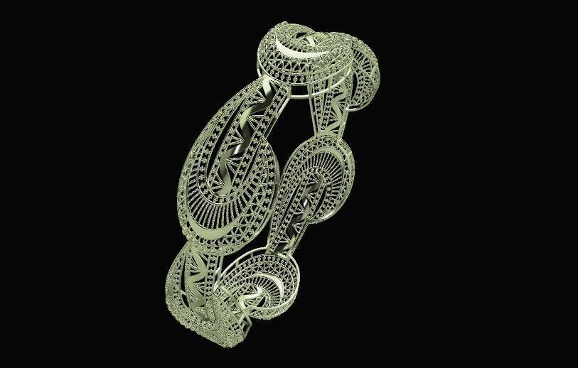 1377 Art Nouveau Inspired Bangle 61MM-14gm 3D print model_2