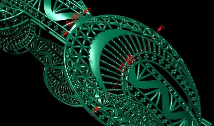 1377 Art Nouveau Inspired Bangle 61MM-14gm 3D print model_3