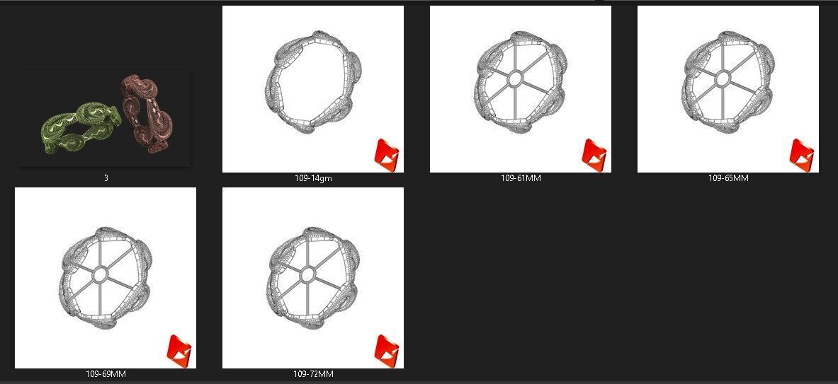 1377 Art Nouveau Inspired Bangle 61MM-14gm 3D print model_5