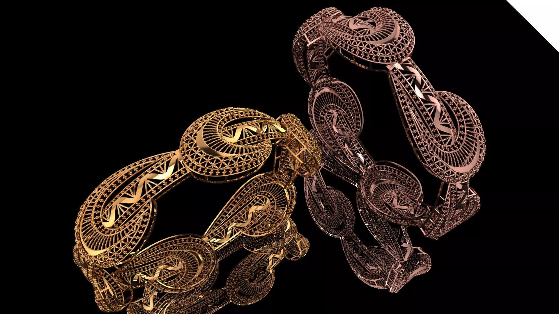 1377 Art Nouveau Inspired Bangle 61MM-14gm 3D print model_0