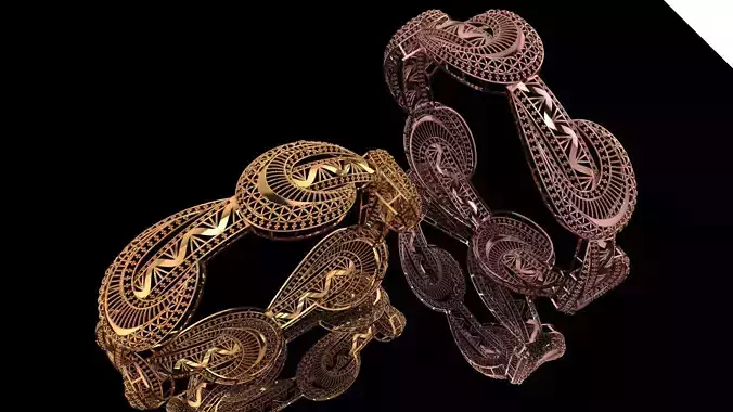 1377 Art Nouveau Inspired Bangle 61MM-14gm