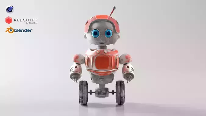 RafiBot Game Ready Robot Character with Drill Arms Wheels