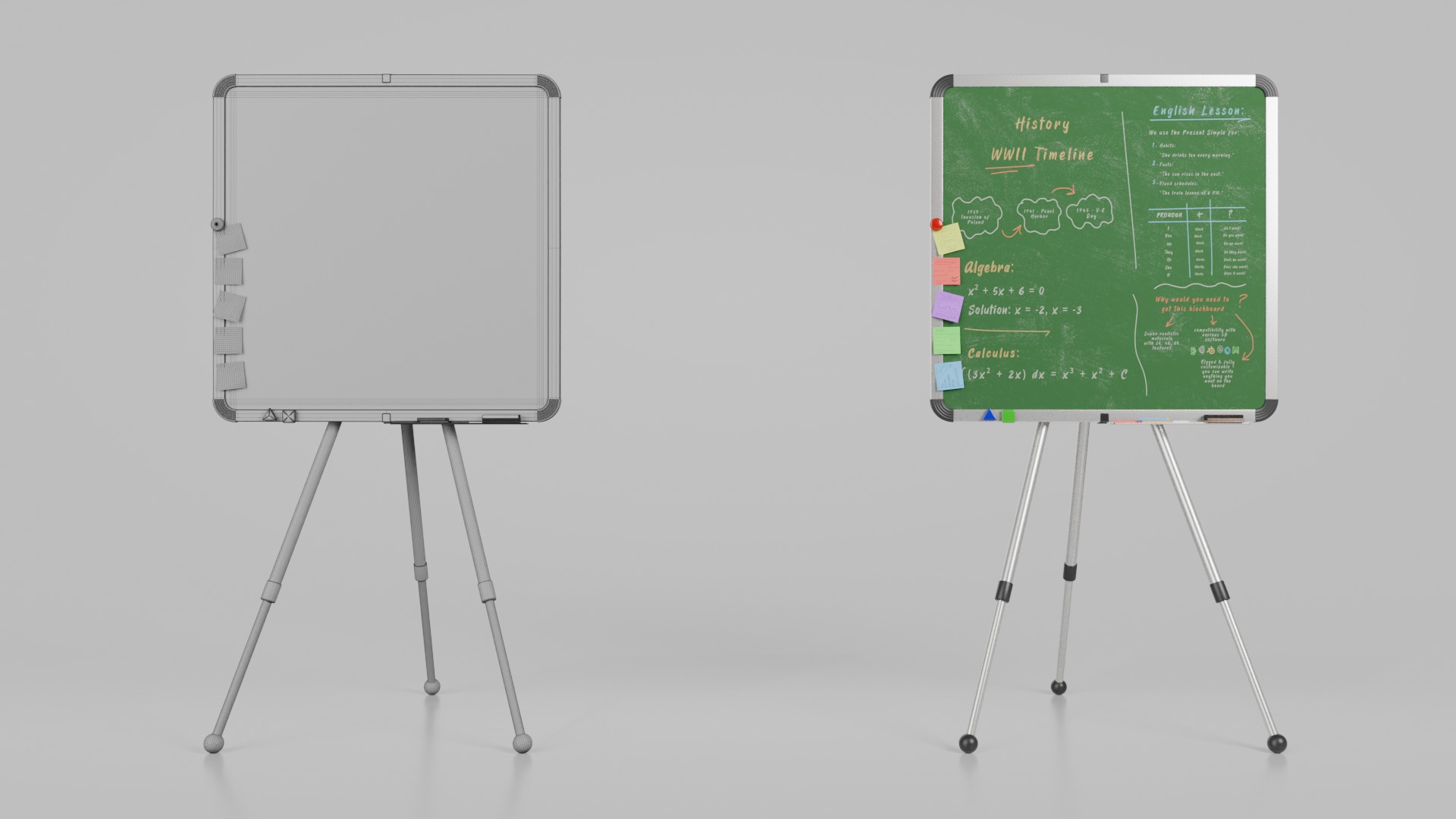 Classroom Blackboards Duo - Customizable Writing Boards 3D Model Collection_19