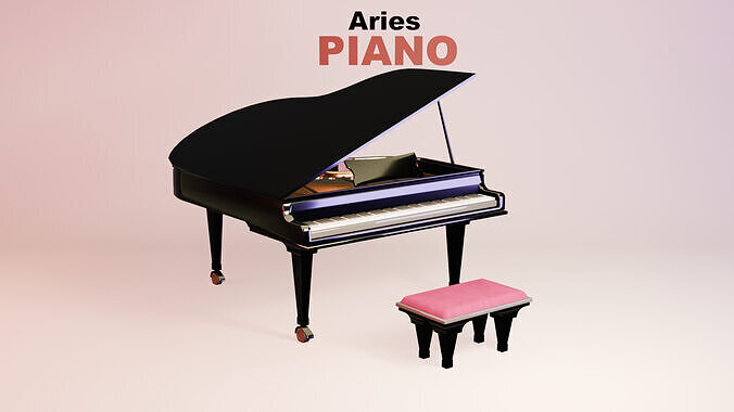Grand Piano - Blender Low-poly 3D model
