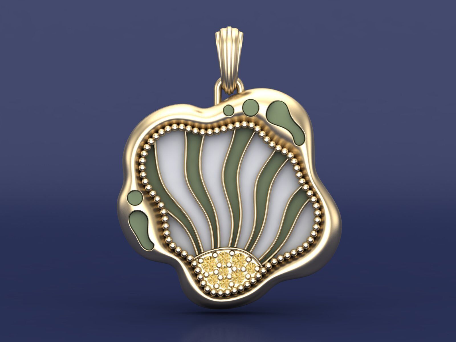 Elements of Sunrise Enamel Pendant Necklace 3D stl 3dm Design 3D print model_2