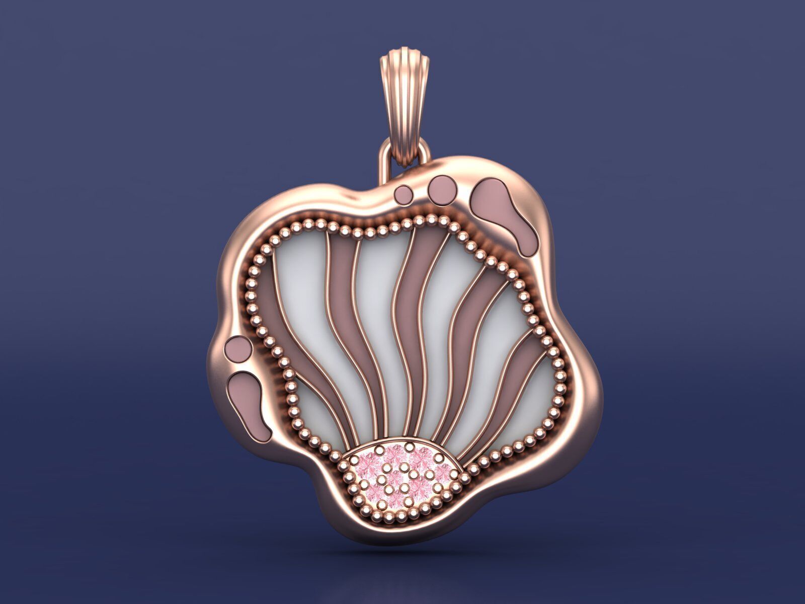 Elements of Sunrise Enamel Pendant Necklace 3D stl 3dm Design 3D print model_4