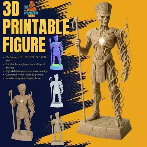Ancient Guardian Spiritual Pharaoh Skeleton Statue  3D model
