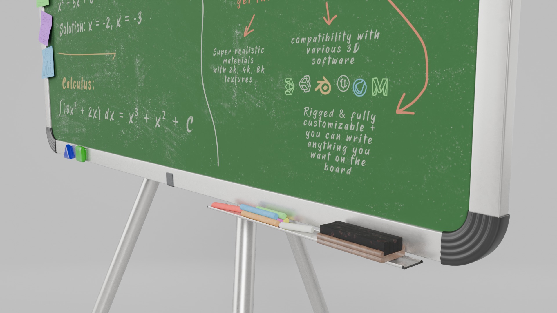Professional Rectangular Trio - Customizable Writing Board Set 3D Model Collection_27