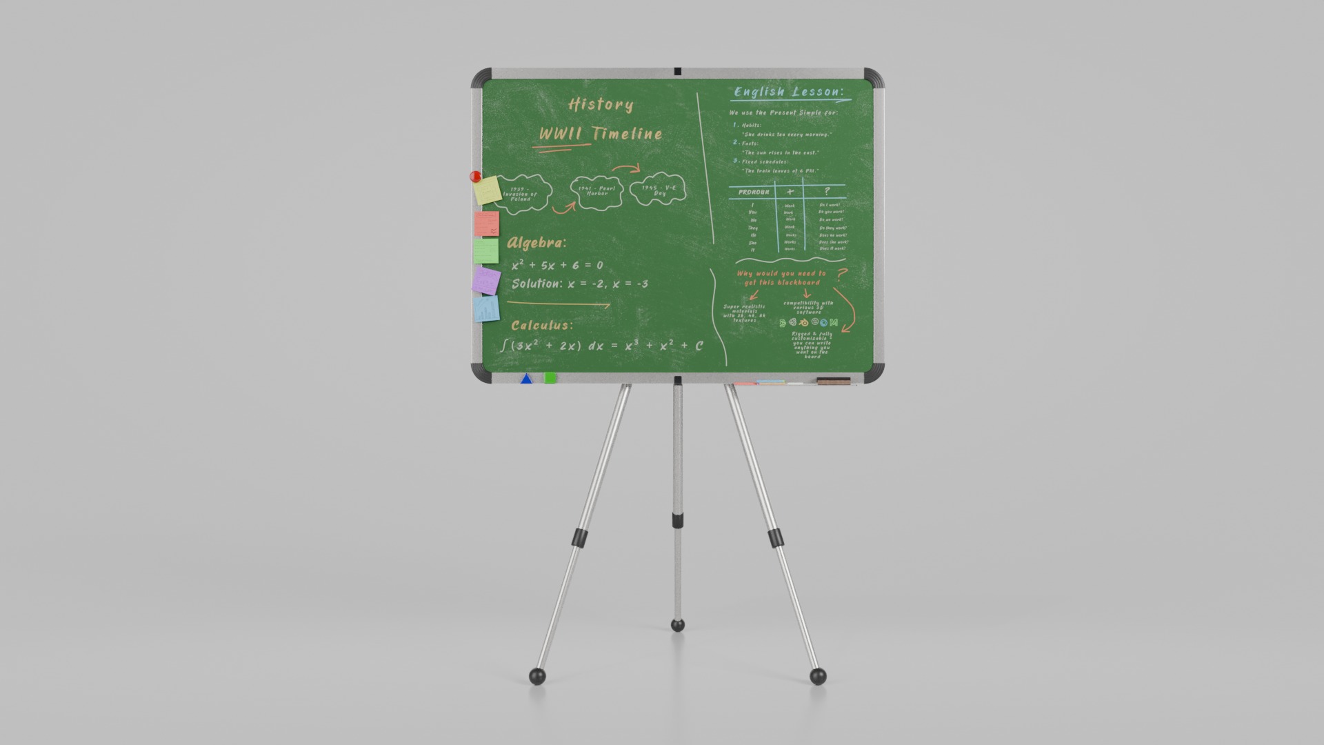 Professional Rectangular Trio - Customizable Writing Board Set 3D Model Collection_22