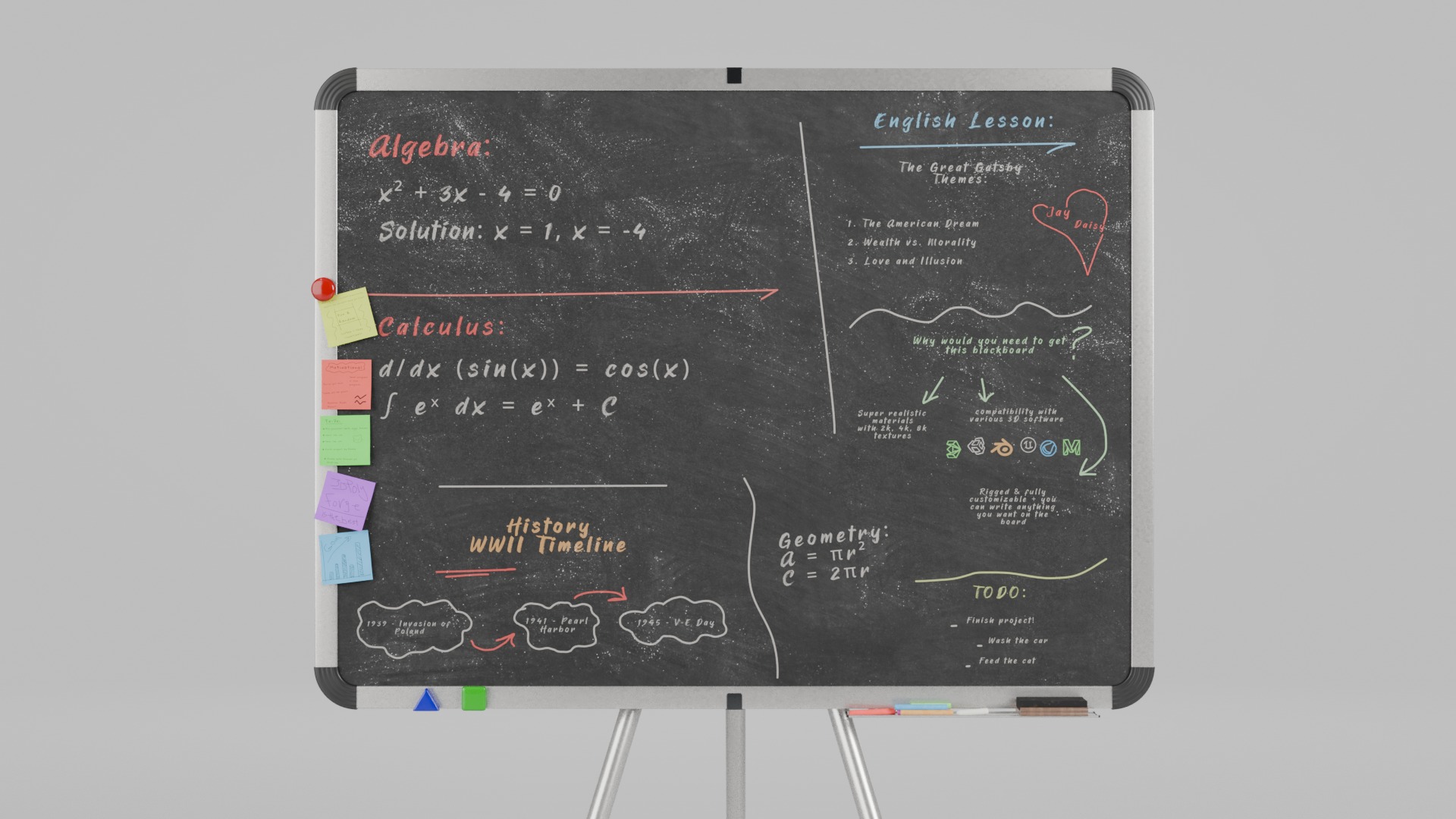 Professional Rectangular Trio - Customizable Writing Board Set 3D Model Collection_10