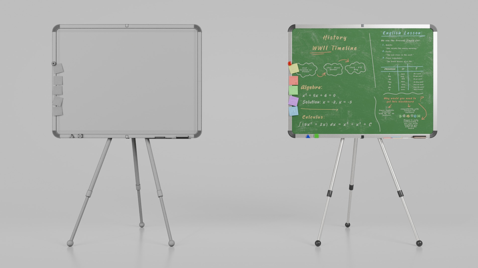 Professional Rectangular Trio - Customizable Writing Board Set 3D Model Collection_29