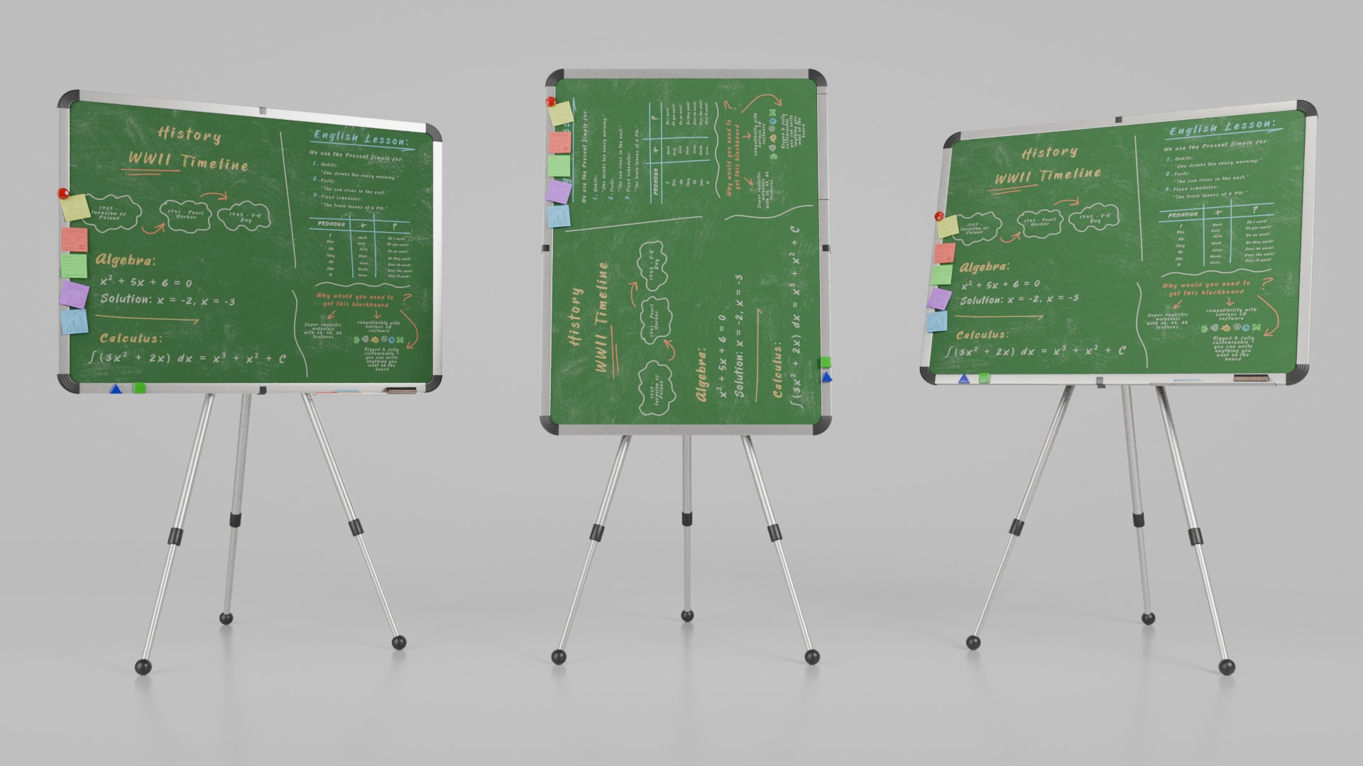 Professional Rectangular Trio - Customizable Writing Board Set 3D Model Collection_28