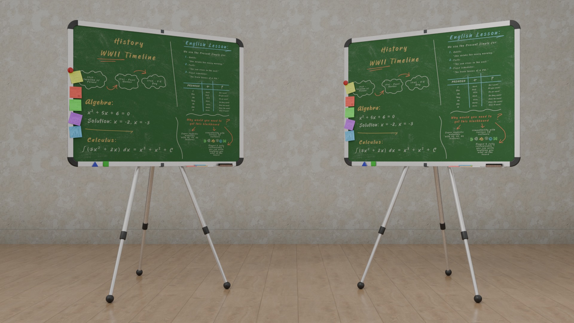 Professional Rectangular Trio - Customizable Writing Board Set 3D Model Collection_24