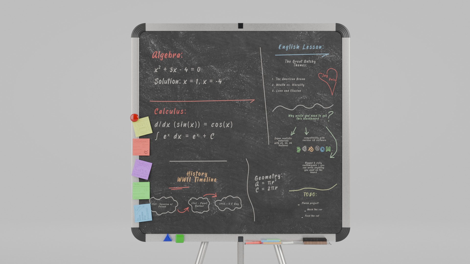 Professional Square Trio - Customizable Writing Board Set 3D Model Collection_8