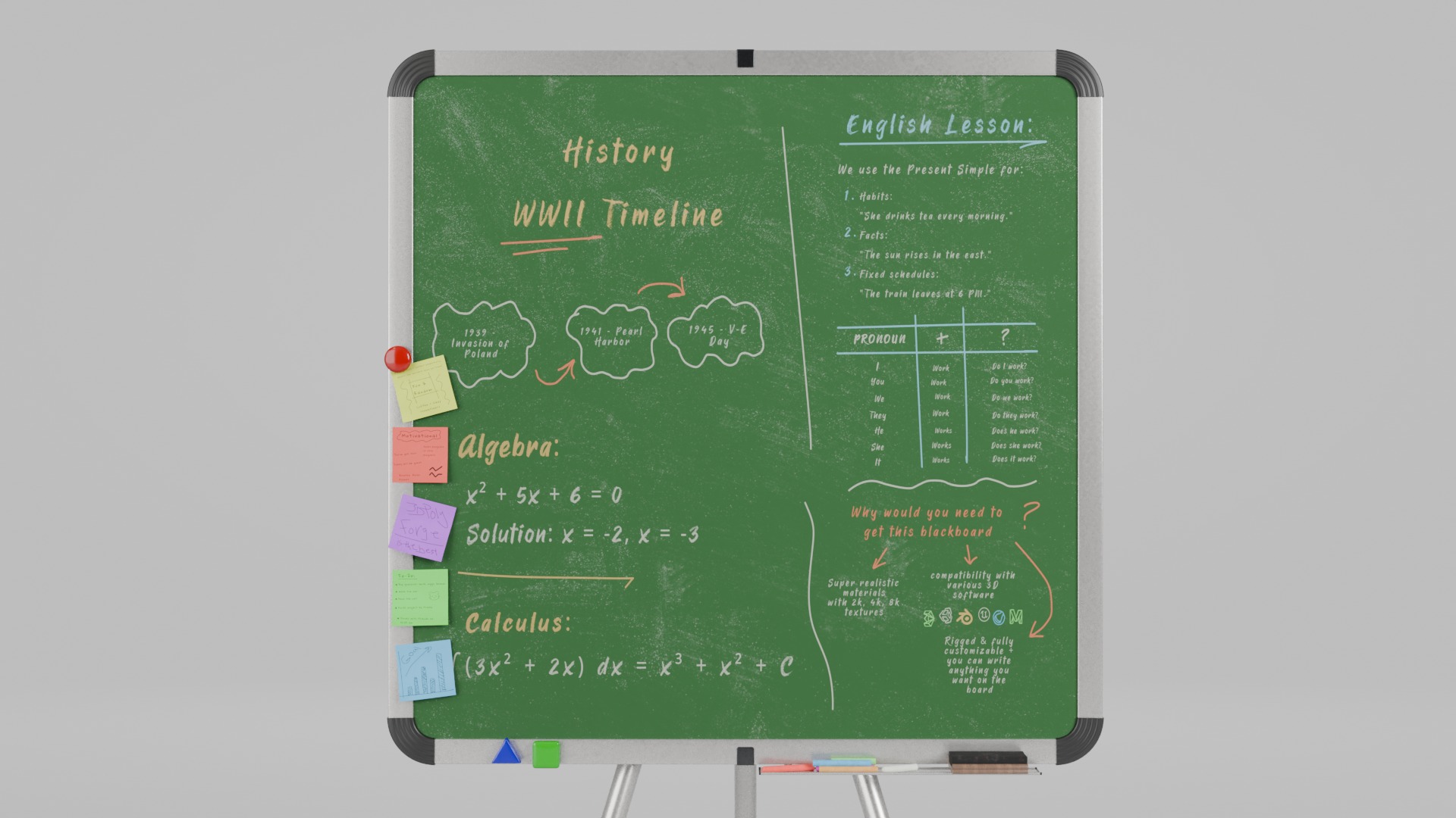 Professional Square Trio - Customizable Writing Board Set 3D Model Collection_24