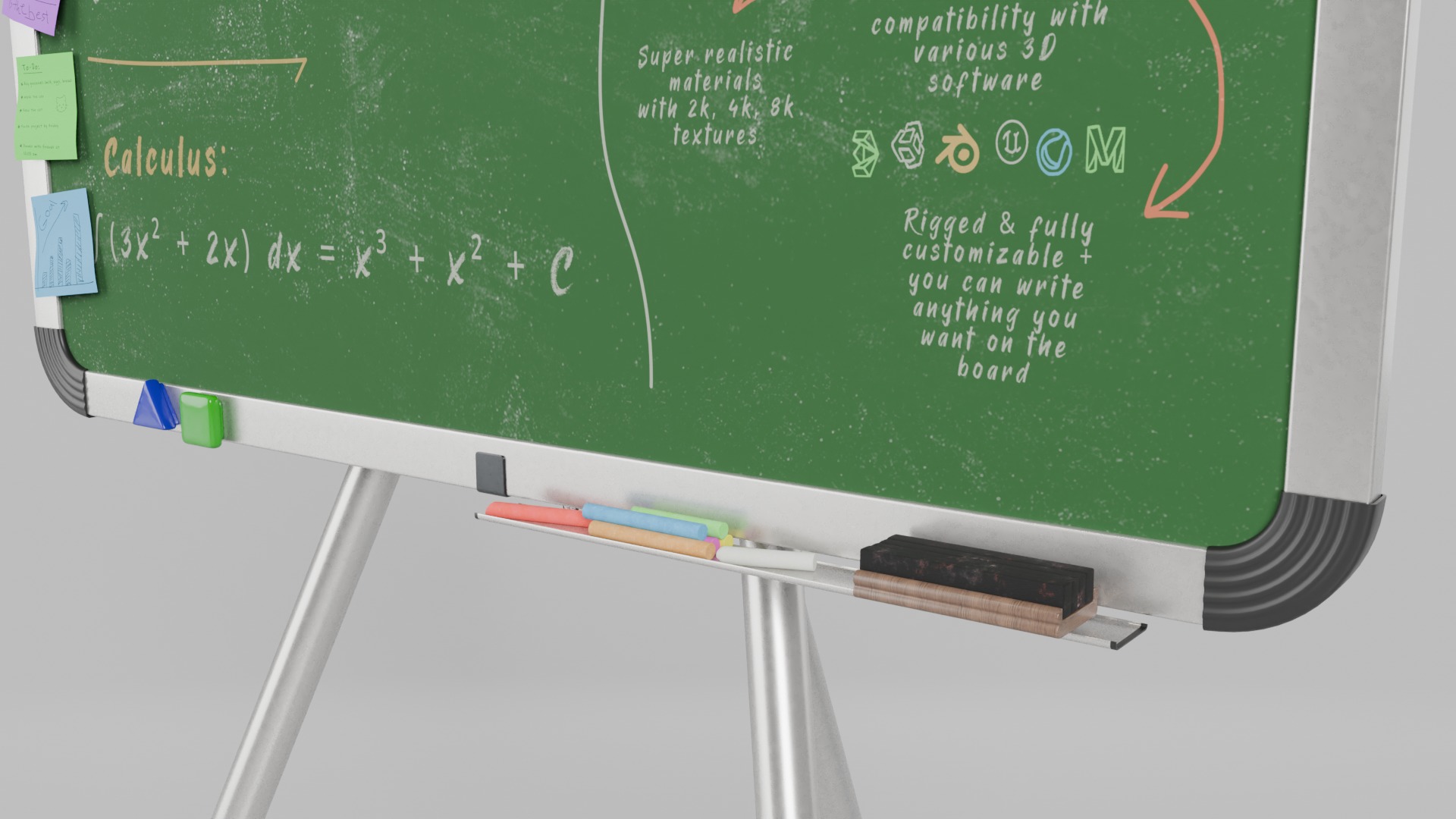 Professional Square Trio - Customizable Writing Board Set 3D Model Collection_25