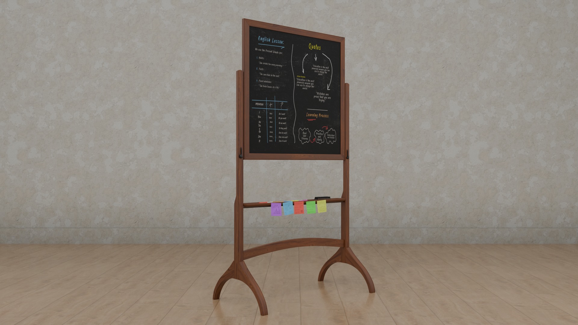 Double-Sided Blackboard Trio - Customizable Writing Boards Set 3D Model Collection_16