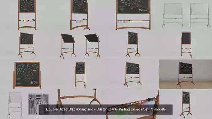 Double-Sided Blackboard Trio - Customizable Writing Boards Set