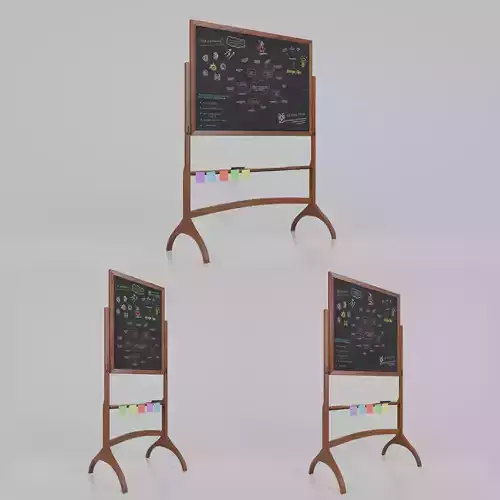 Double-Sided Blackboard Trio - Customizable Writing Boards Set 3D Model Collection