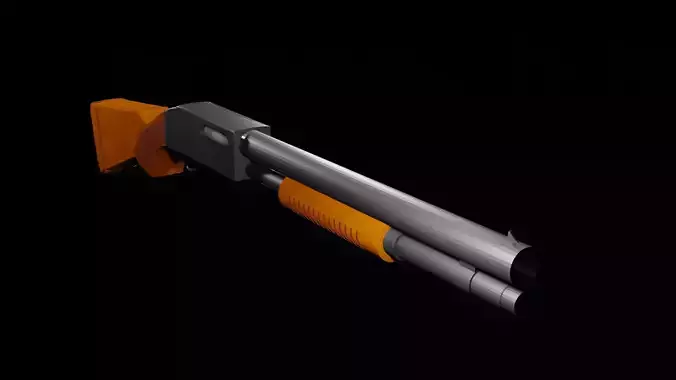 Pump-Style Shotgun  3D Model Low Poly