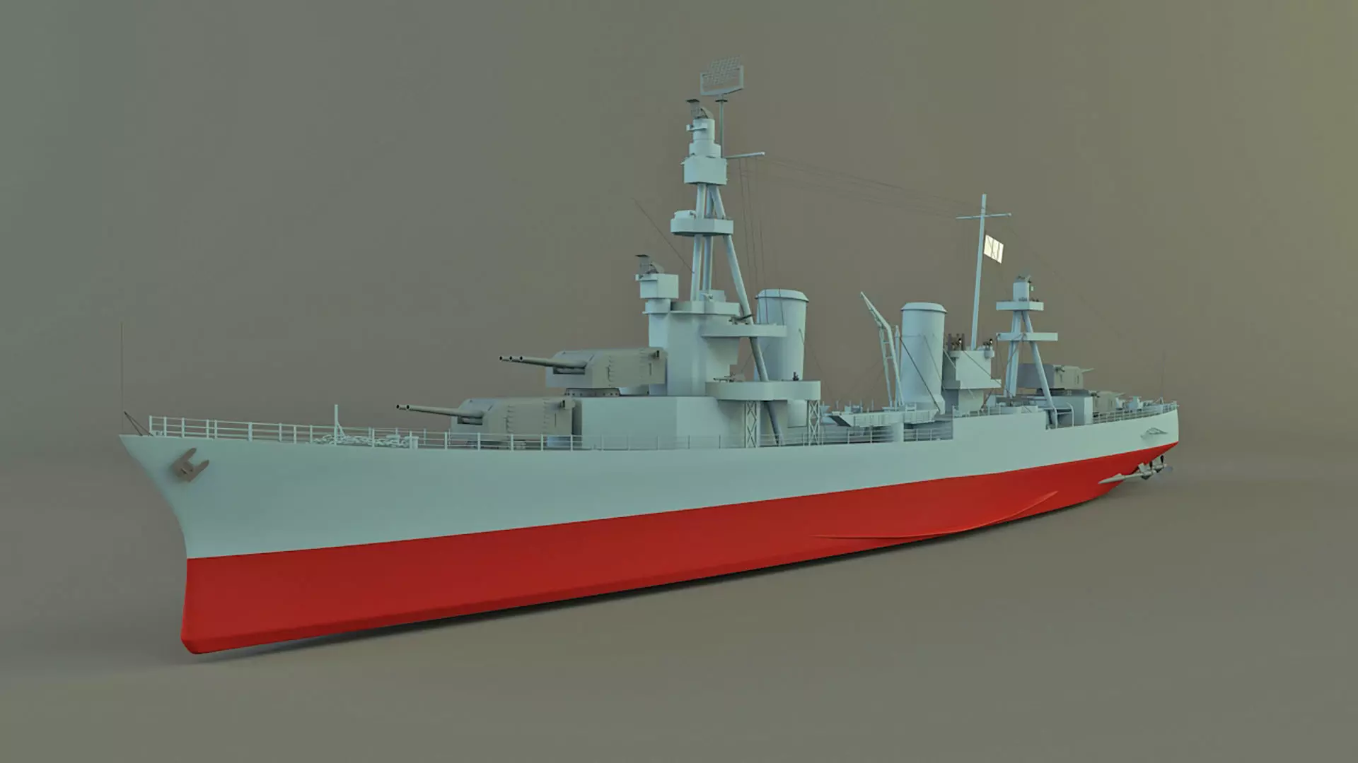 USS Pensacola CA-24 cruiser 1941 warship 3D model