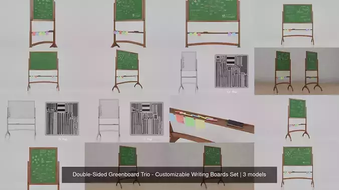 Double-Sided Greenboard Trio - Customizable Writing Boards Set
