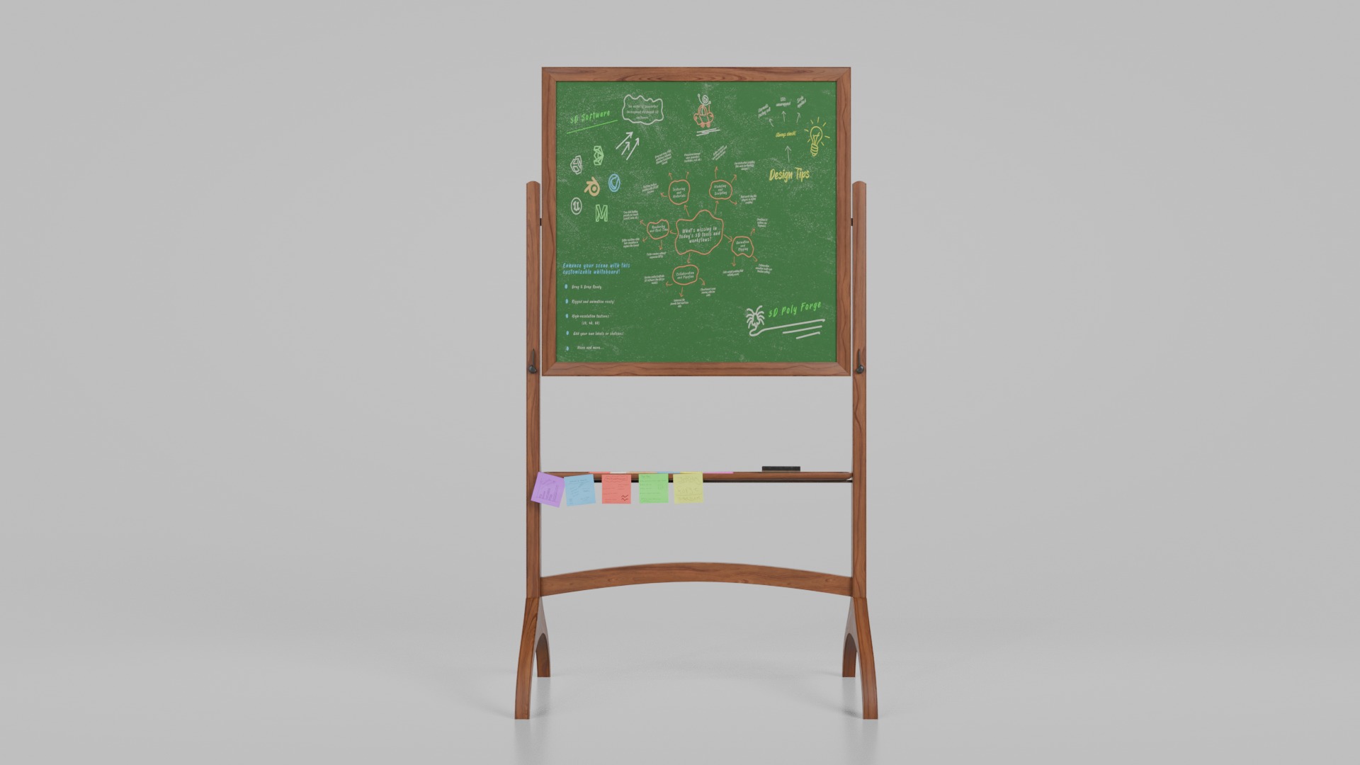 Double-Sided Greenboard Trio - Customizable Writing Boards Set 3D Model Collection_13