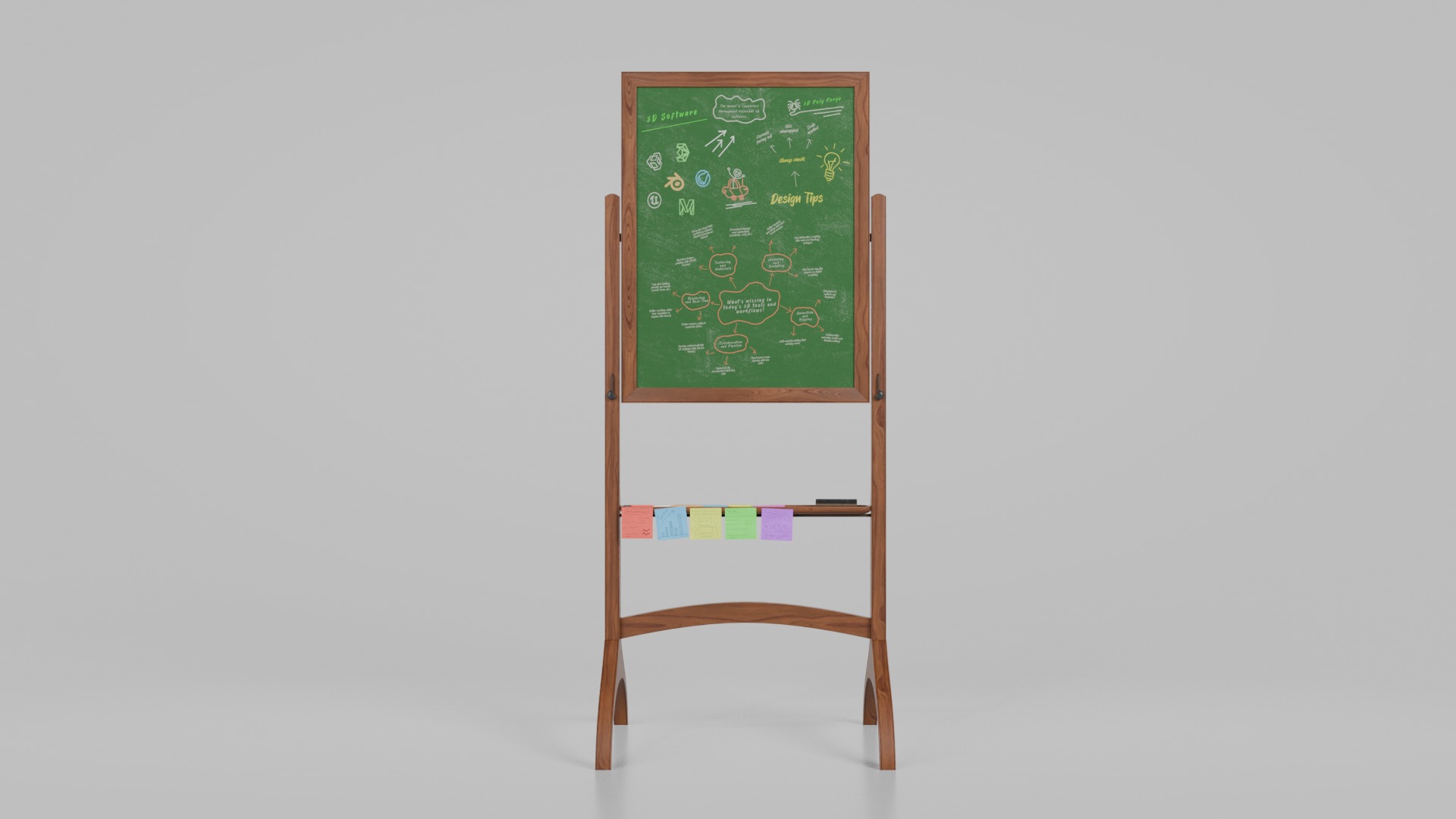 Double-Sided Greenboard Trio - Customizable Writing Boards Set 3D Model Collection_21