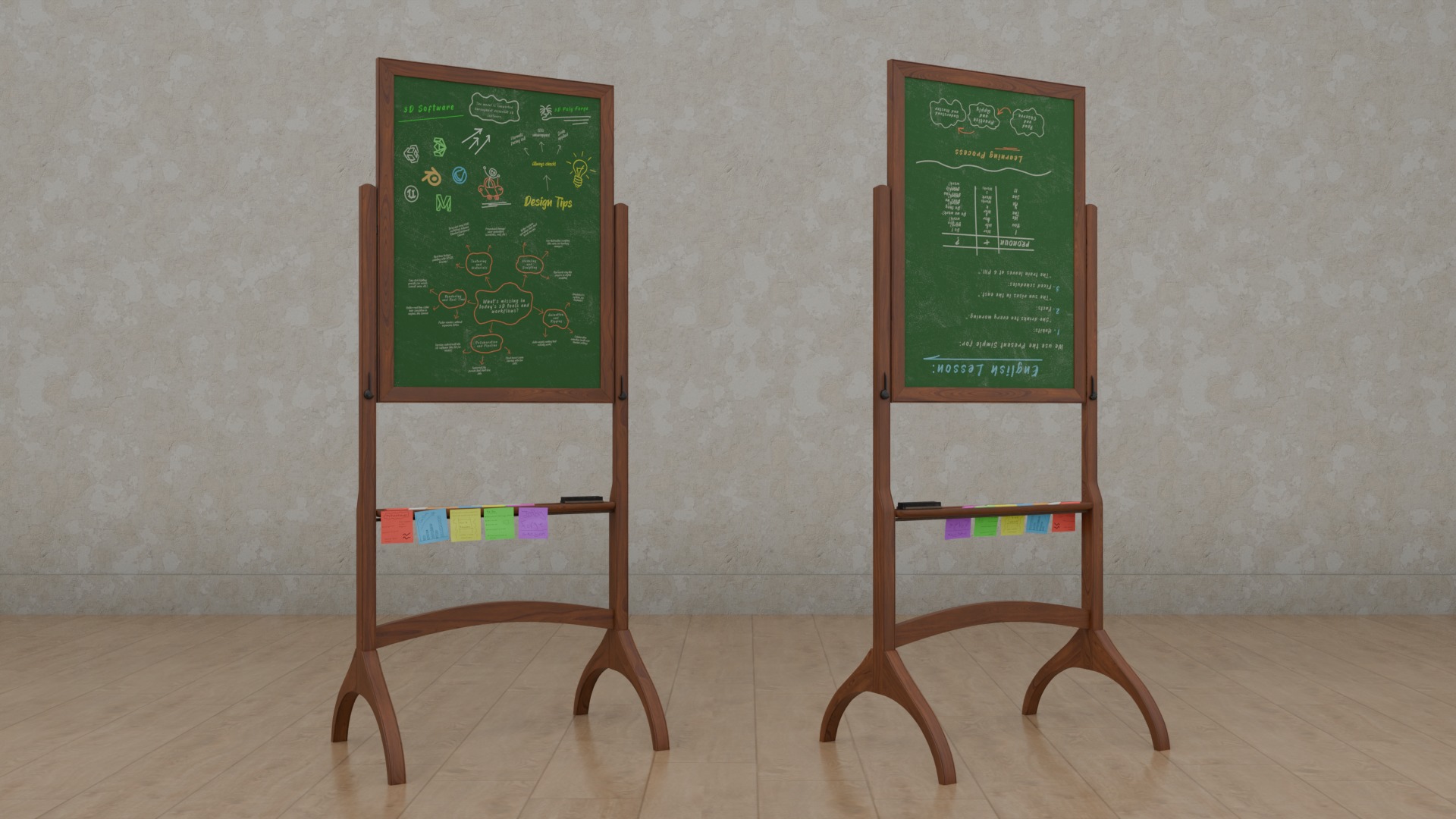 Double-Sided Greenboard Trio - Customizable Writing Boards Set 3D Model Collection_23