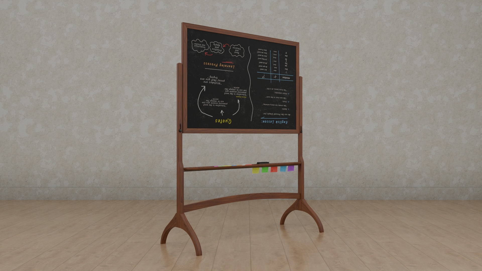 Compact Rectangular Duo - Customizable Double-Sided Chalkboards 3D Model Collection_8