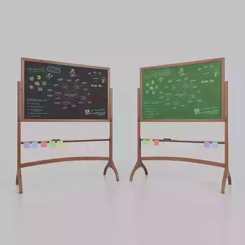 Compact Rectangular Duo - Customizable Double-Sided Chalkboards 3D Model Collection