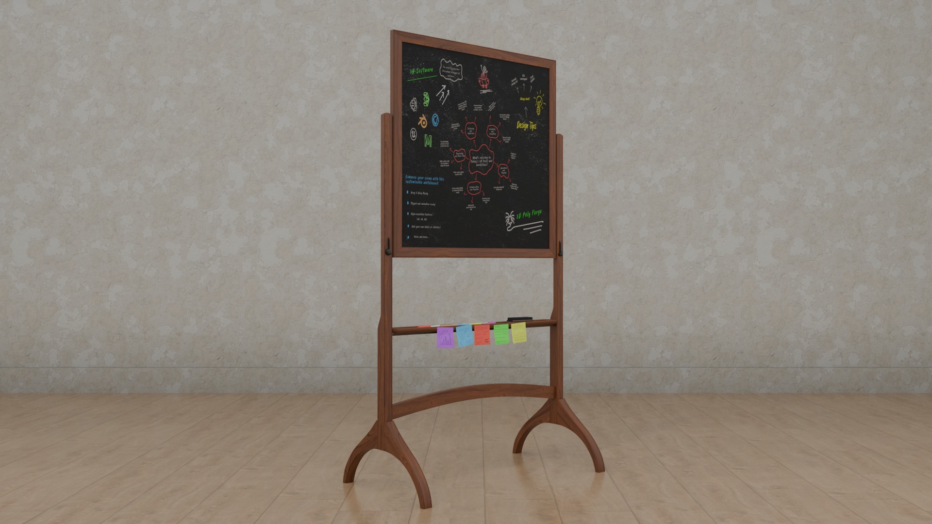 Compact Square Duo - Customizable Double-Sided Chalkboards 3D Model Collection_13