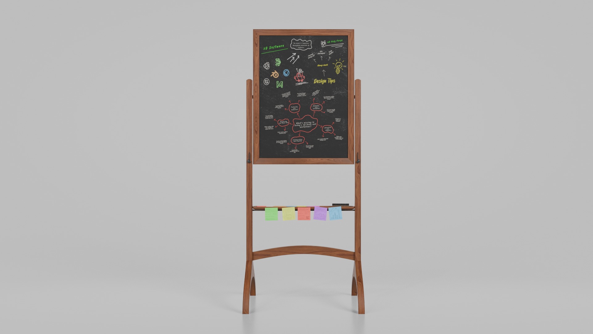 Compact Tall Duo - Customizable Double-Sided Chalkboards 3D Model Collection_23