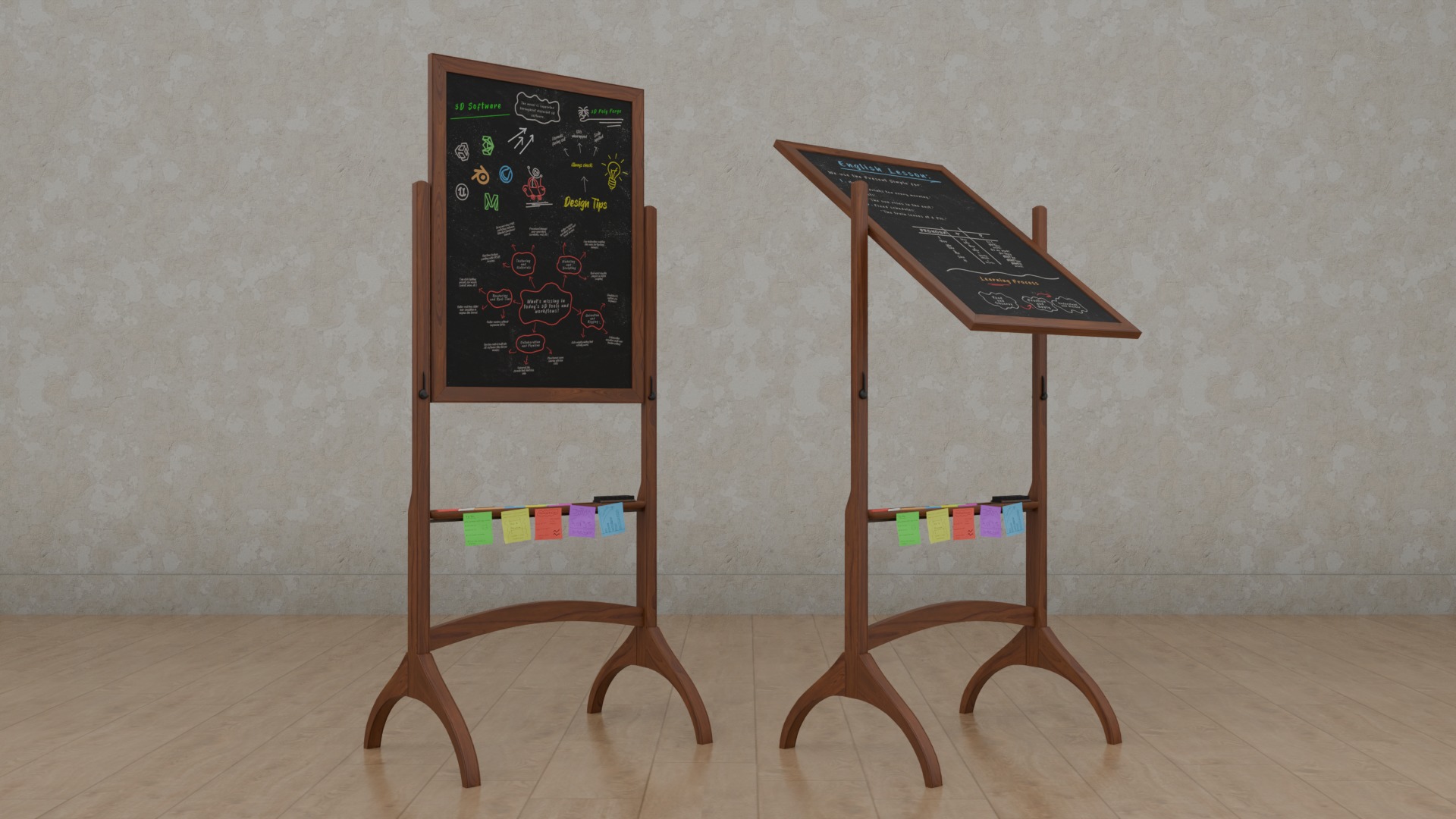Compact Tall Duo - Customizable Double-Sided Chalkboards 3D Model Collection_20