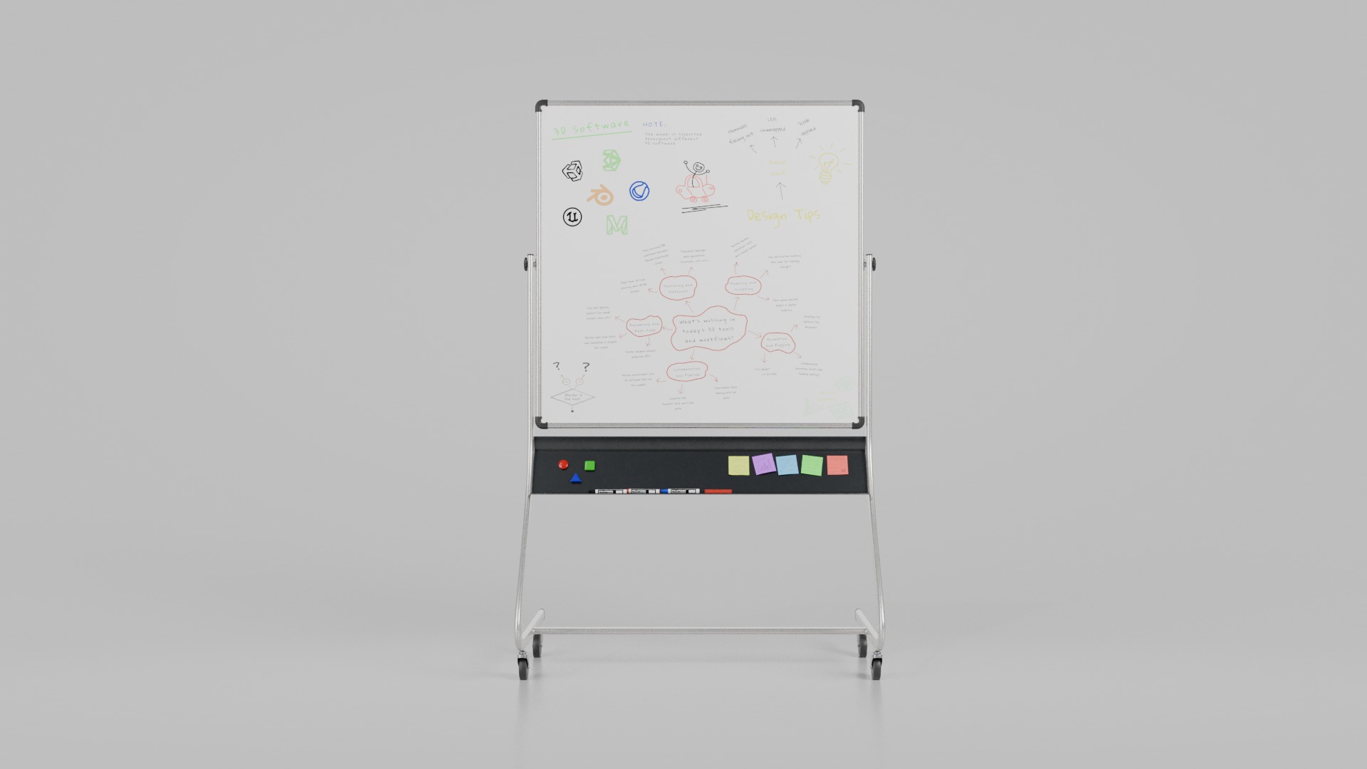 Professional Double-Sided Whiteboard-Customizable Writing Boards 3D Model Collection_13