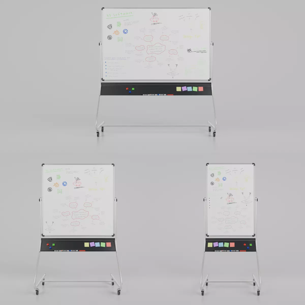 Professional Double-Sided Whiteboard-Customizable Writing Boards 3D Model Collection_0