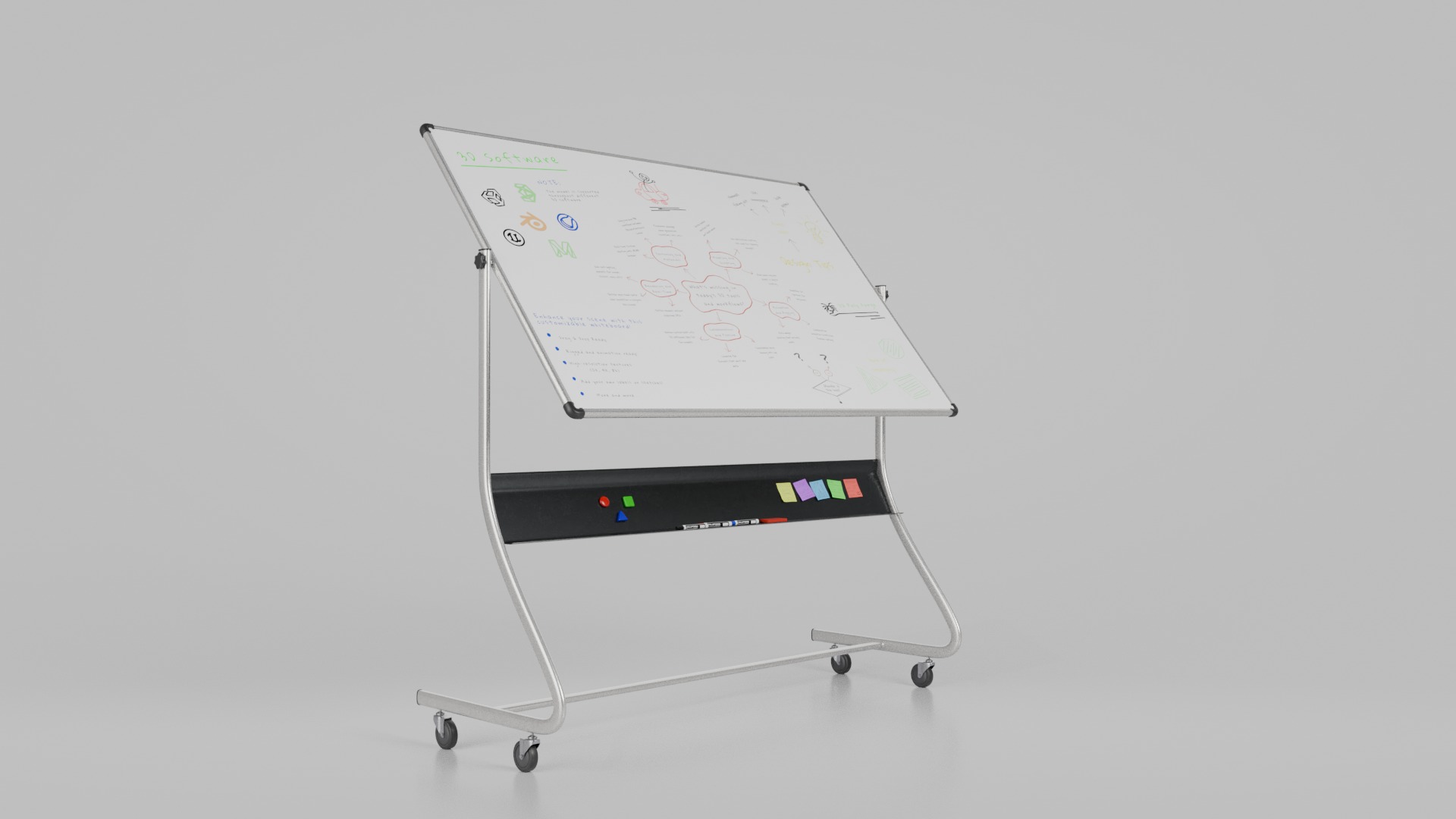 Professional Double-Sided Whiteboard-Customizable Writing Boards 3D Model Collection_10