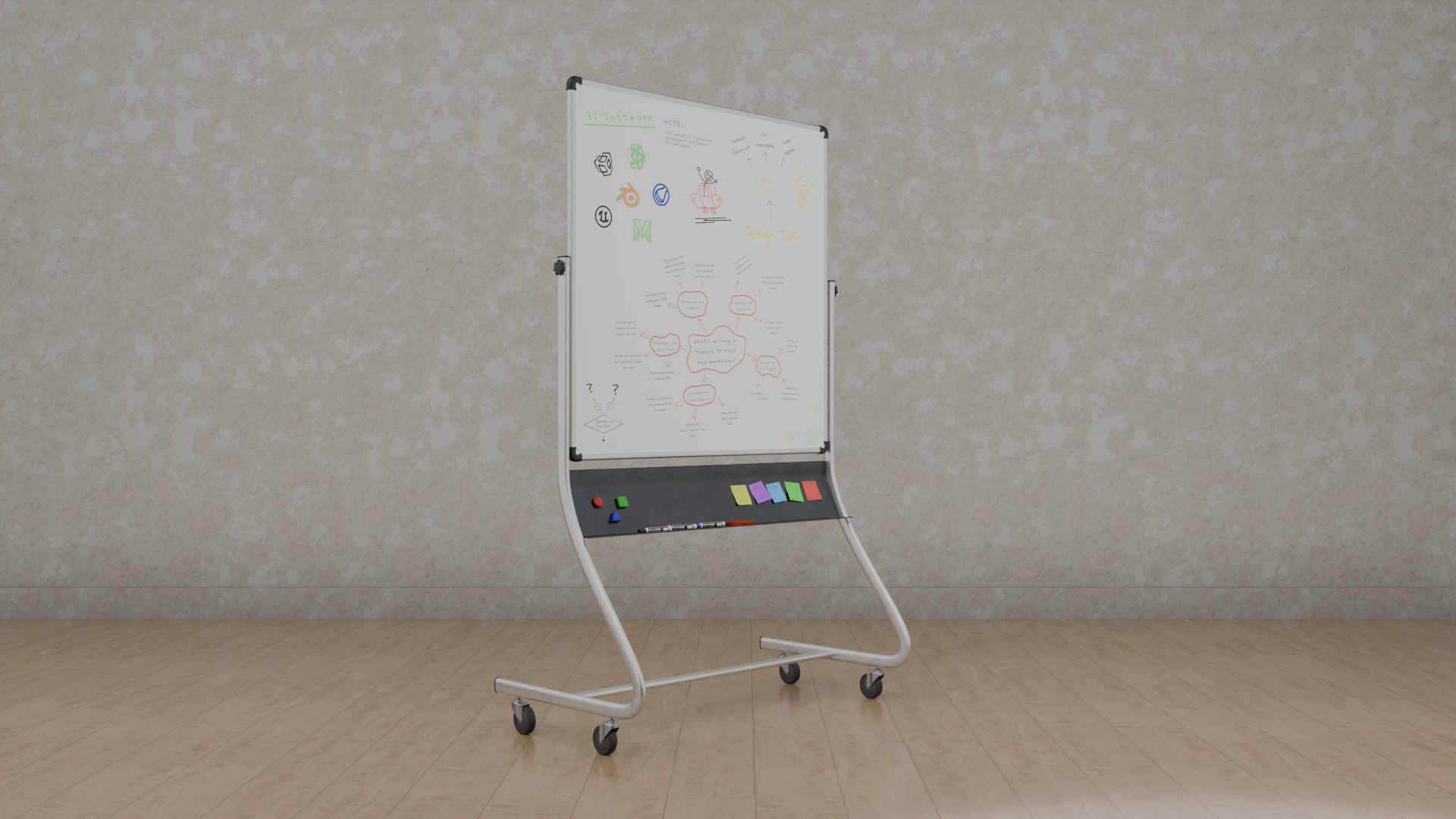 Professional Double-Sided Whiteboard-Customizable Writing Boards 3D Model Collection_15