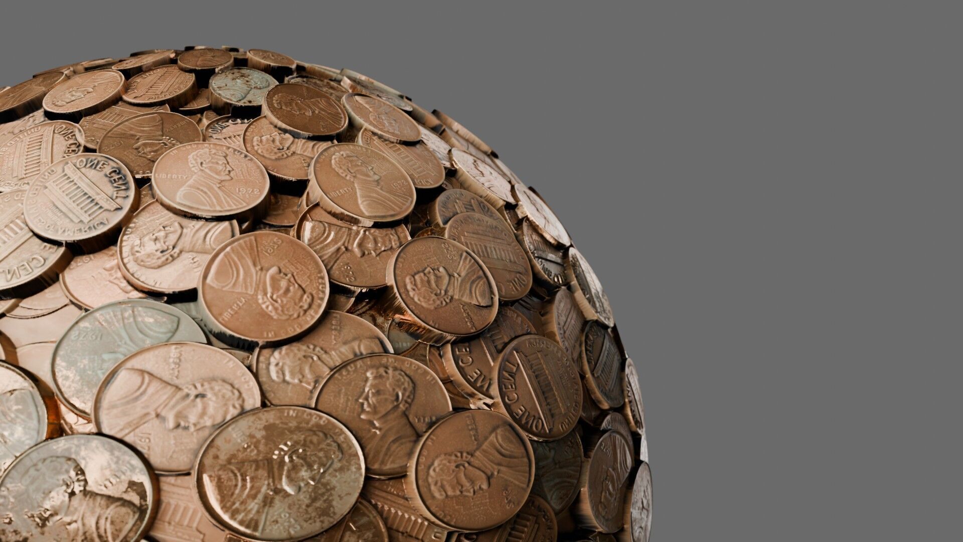 Realistic US Penny Coins Seamless PBR Material Texture_5
