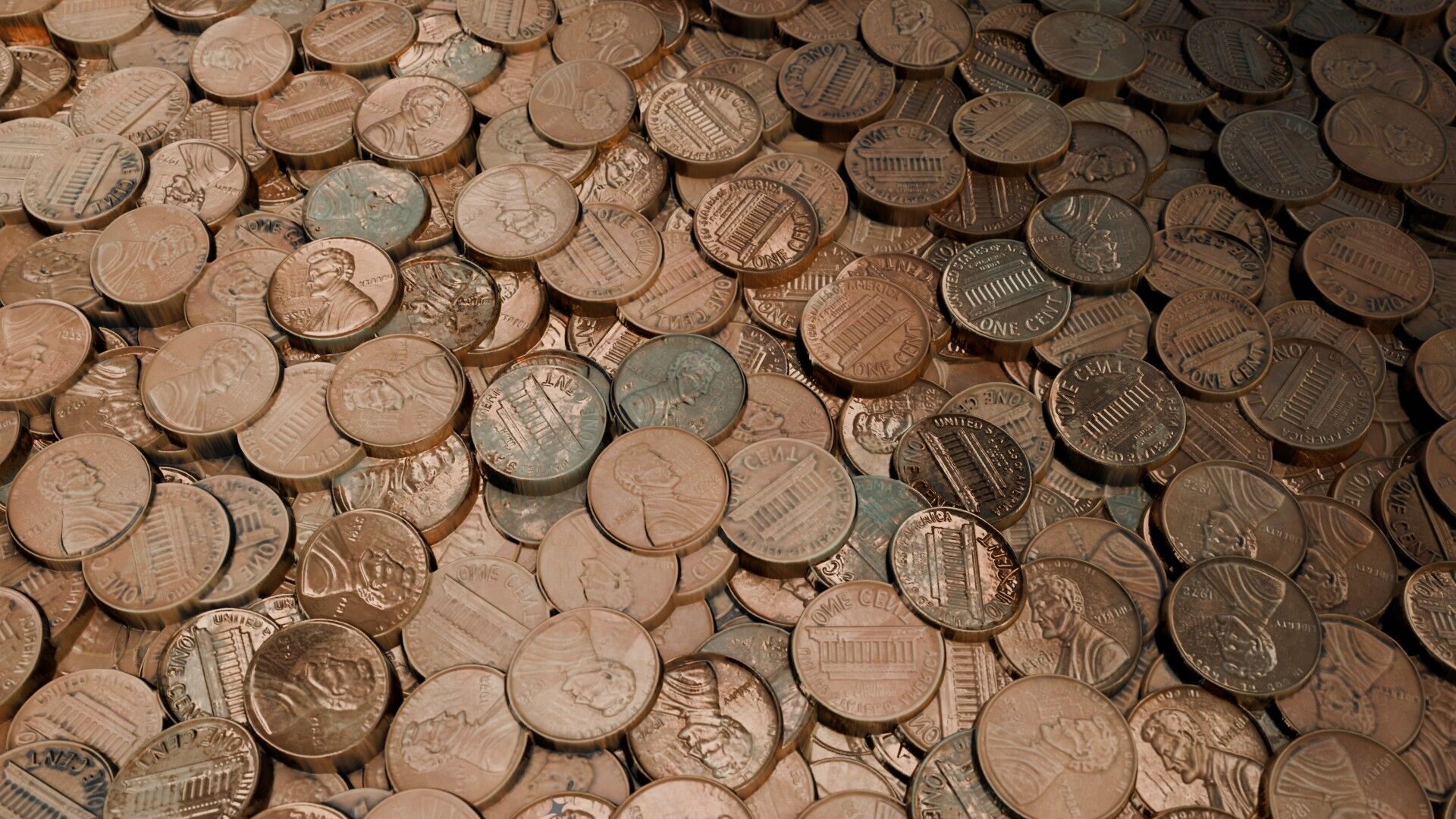 Realistic US Penny Coins Seamless PBR Material Texture_2