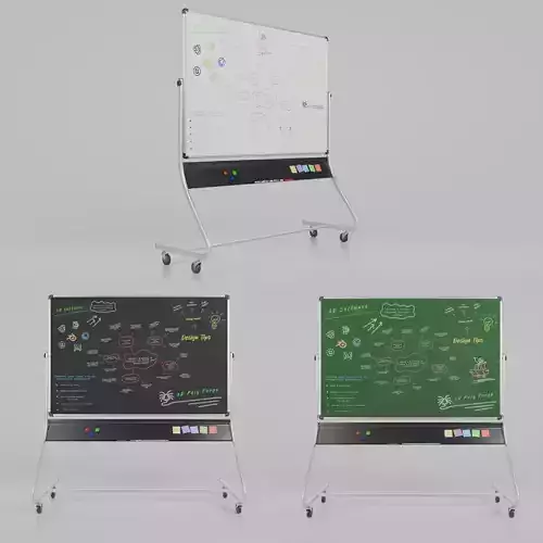 Compact Double-Sided Rectangular -Customizable Writing Board Set 3D Model Collection