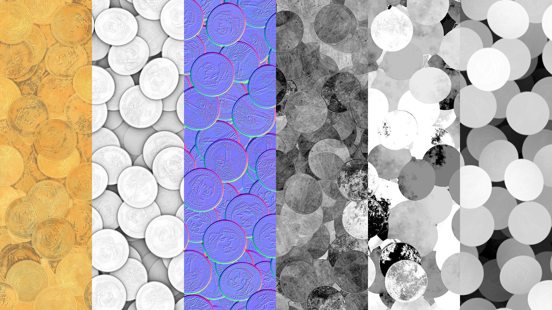 Realistic US Dollar Coins Seamless PBR Material Texture Texture_3