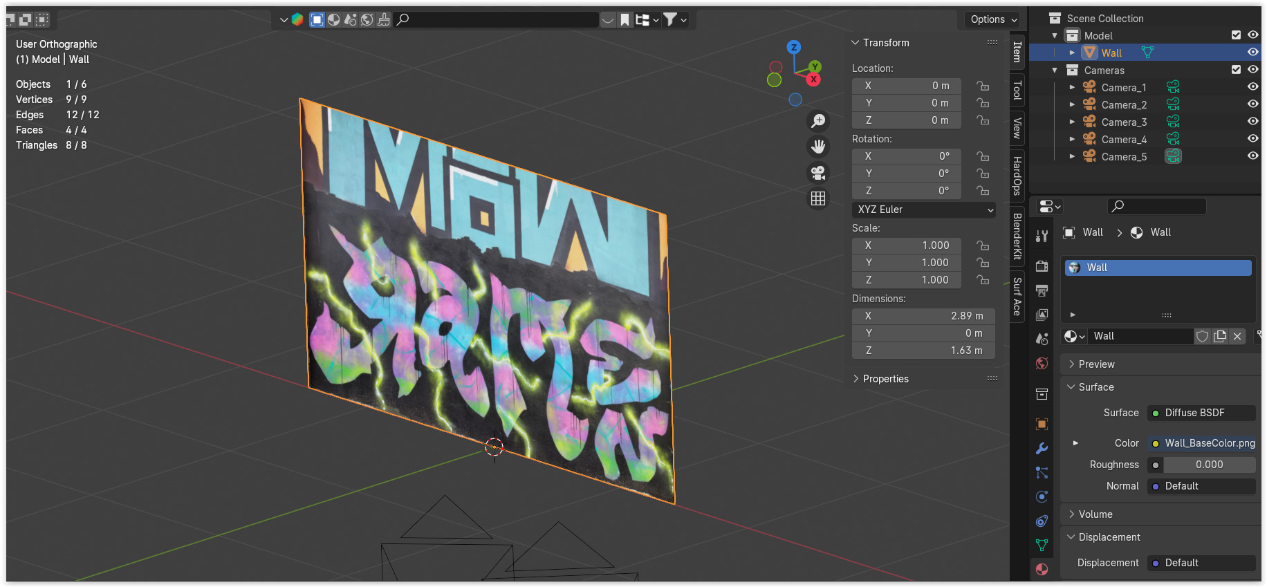 Graffiti wall XV 3D model_7