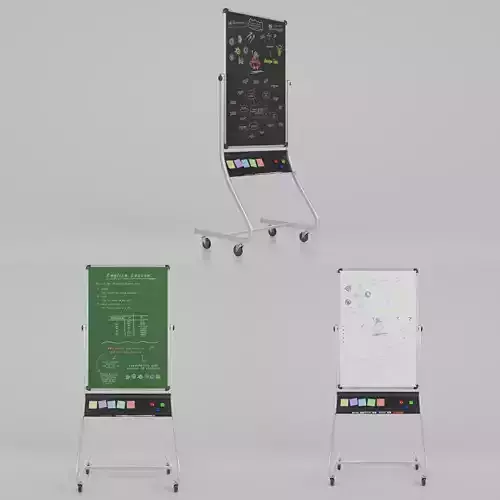 Compact Double-Sided Tall Trio - Customizable Writing Board Set 3D Model Collection