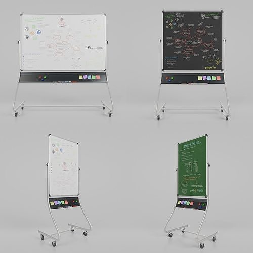 Office Essentials Set - Customizable Double-Sided Writing Boards 3D Model Collection