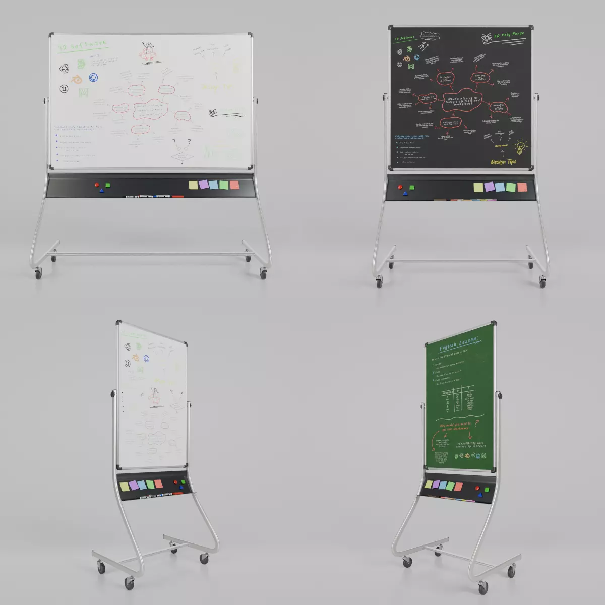 Office Essentials Set - Customizable Double-Sided Writing Boards 3D Model Collection_0