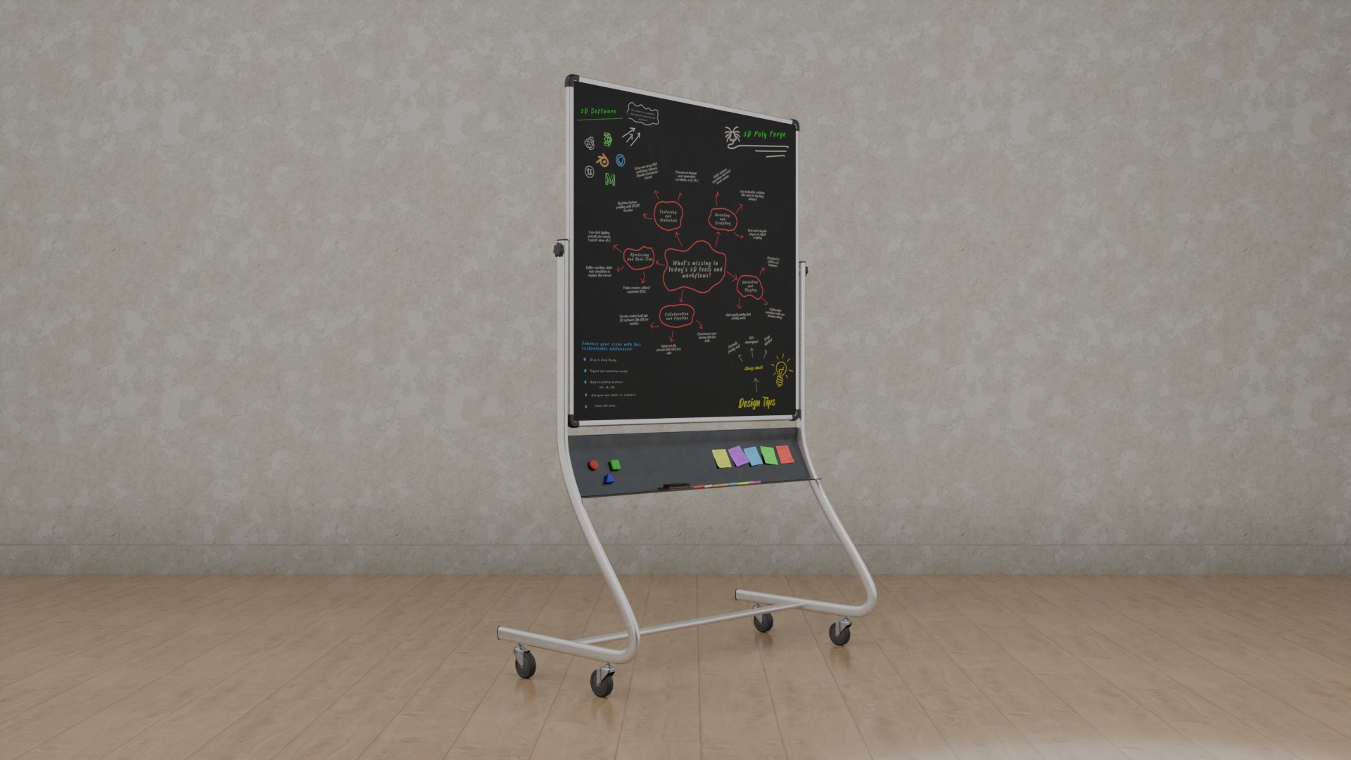 Office Essentials Set - Customizable Double-Sided Writing Boards 3D Model Collection_16