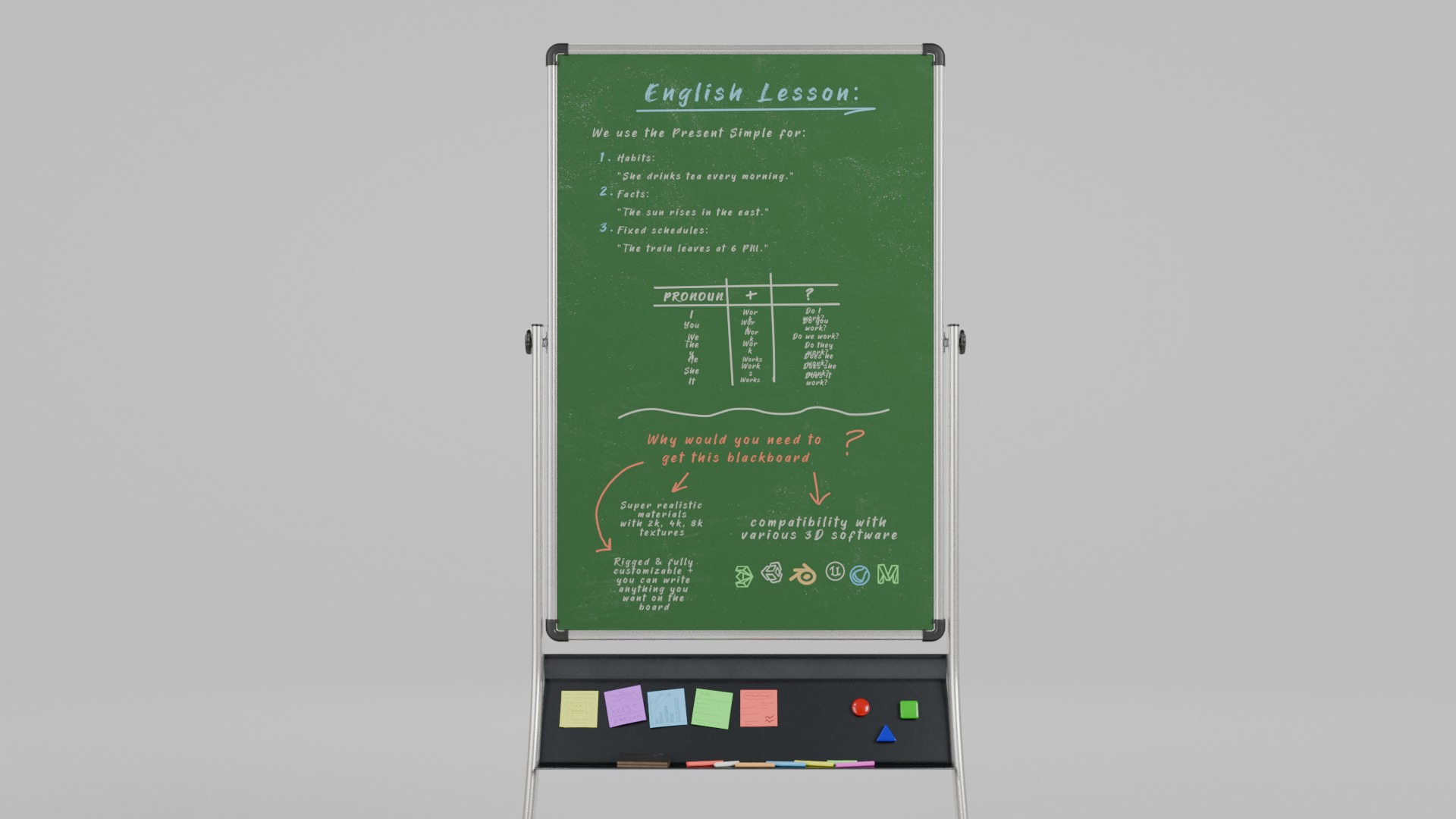 Office Essentials Set - Customizable Double-Sided Writing Boards 3D Model Collection_11