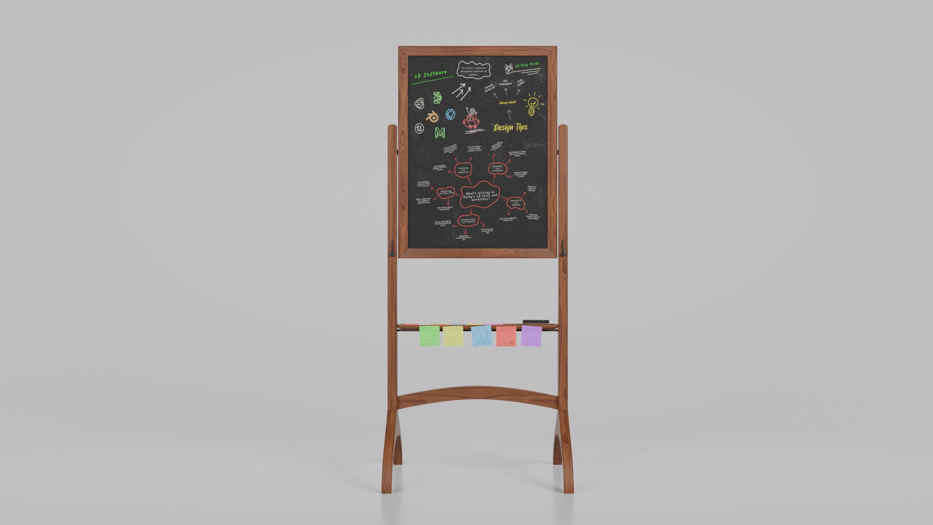 Complete Dual-Sided Chalkboards - Customizable Writing Boards 3D Model Collection_22