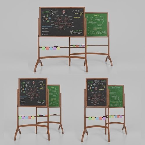 Complete Dual-Sided Chalkboards - Customizable Writing Boards 3D Model Collection